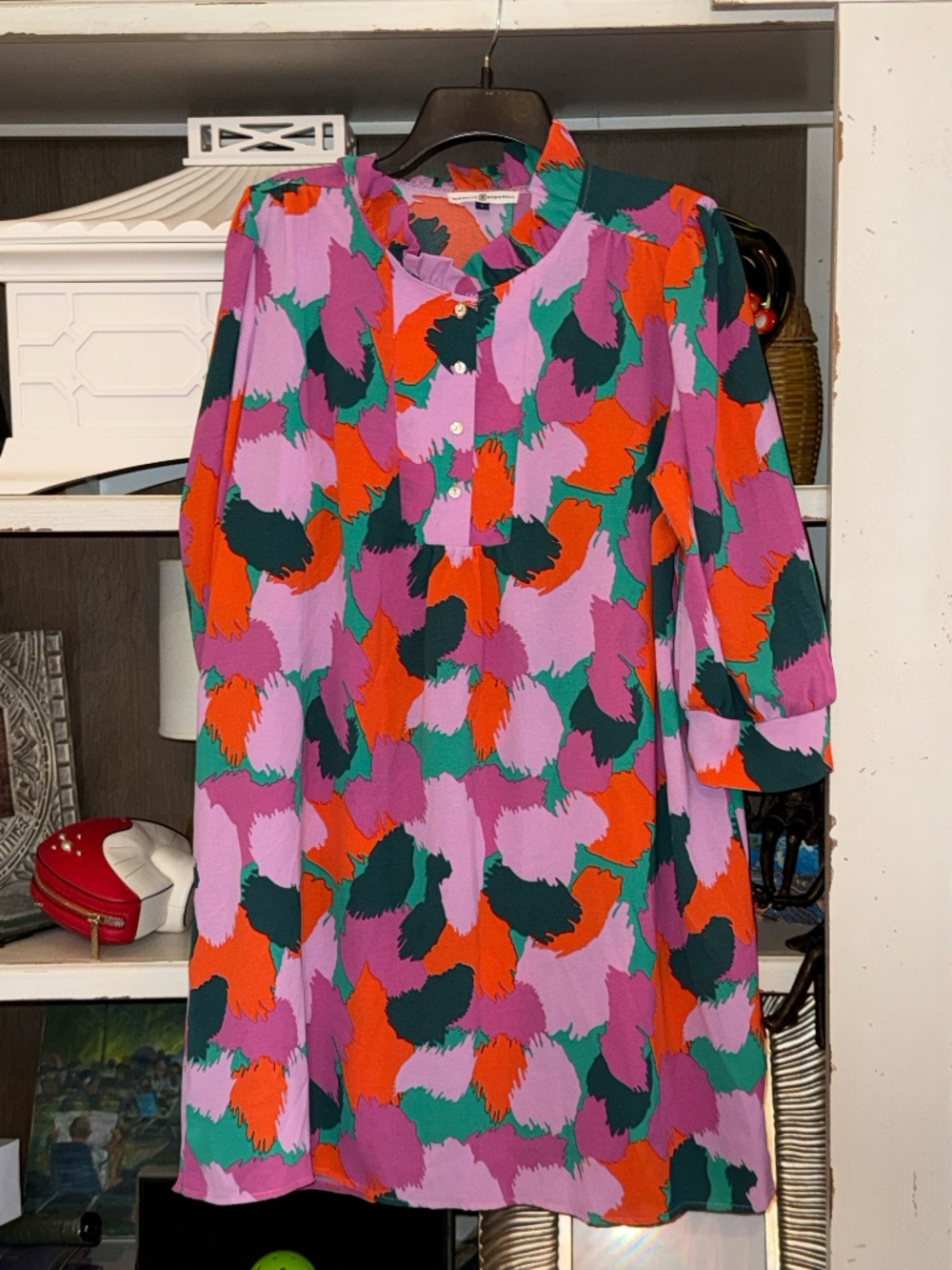 Michelle McDowell Large L ruffle neck tunic dress midnight haze ? - Picture 2 of 4